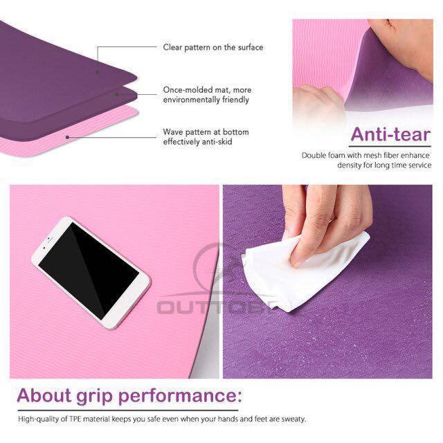 Outtobe Yoga Mat 6mm Gym Exercise Mat Eco Friendly Non Slip Exercise Fitness Mat Workout Mat with Carry Bag Sports Equipment Exercise Fitness Exercise Mats on Carousell