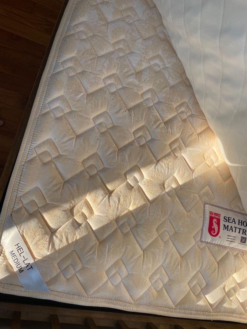 Picket & rail solid wood bed queen, Furniture & Home Living, Furniture