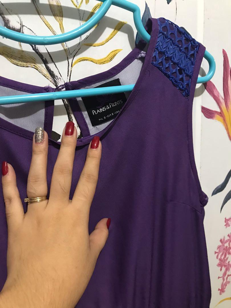 Plain & prints purple dress (Category: Dresses) located in Caloocan City. Submitted by xtine01 (Listing ID 1087938130, Image 2). Description: Almost new once lang nagamit. Size small .