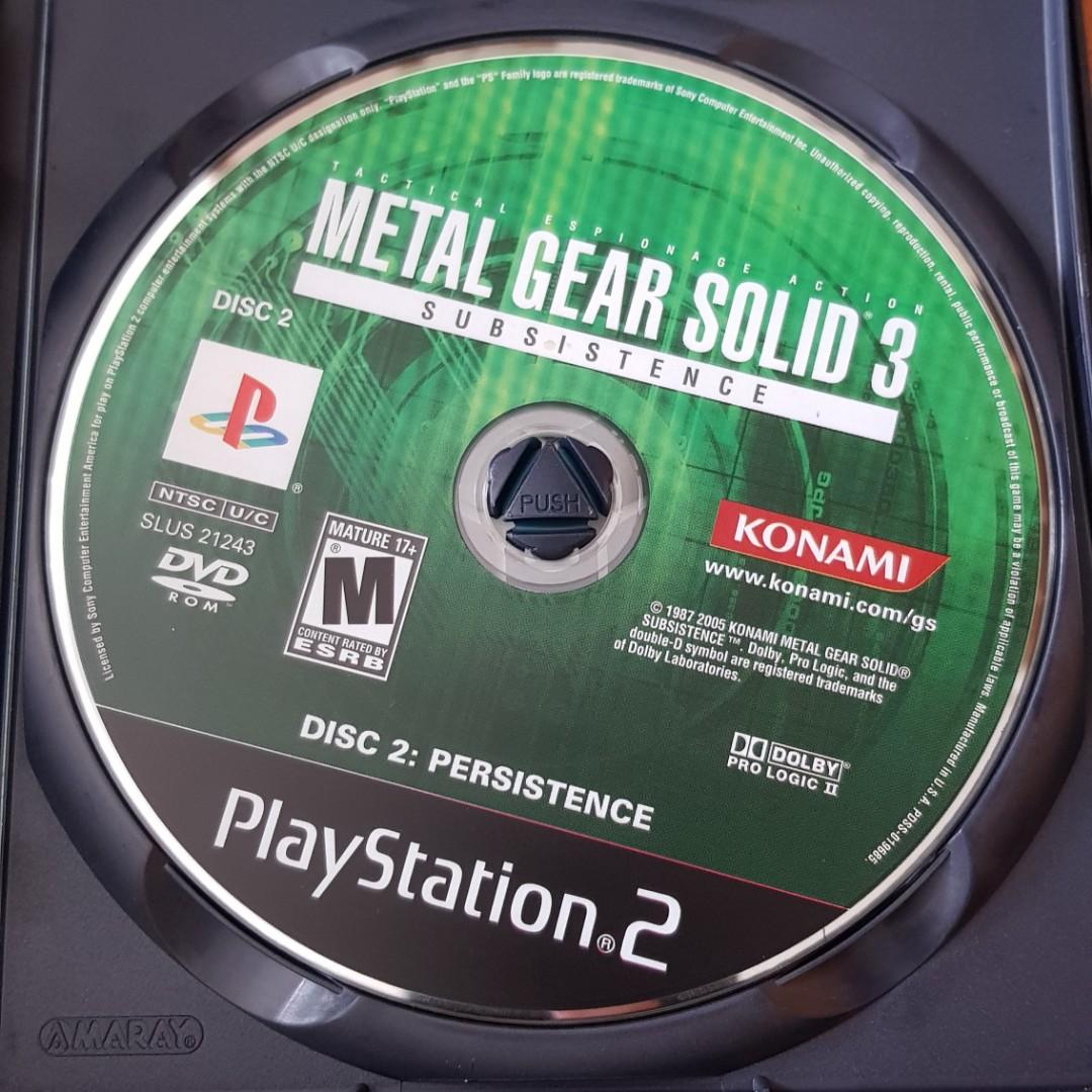 Parche de Metal Gear Solid 3 Subsistence Disco2 Persistence para PS2