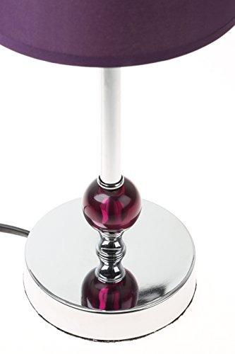 Premier Housewares Chrome Stem Table Lamp with Acrylic Ball and Fabric Shade Red