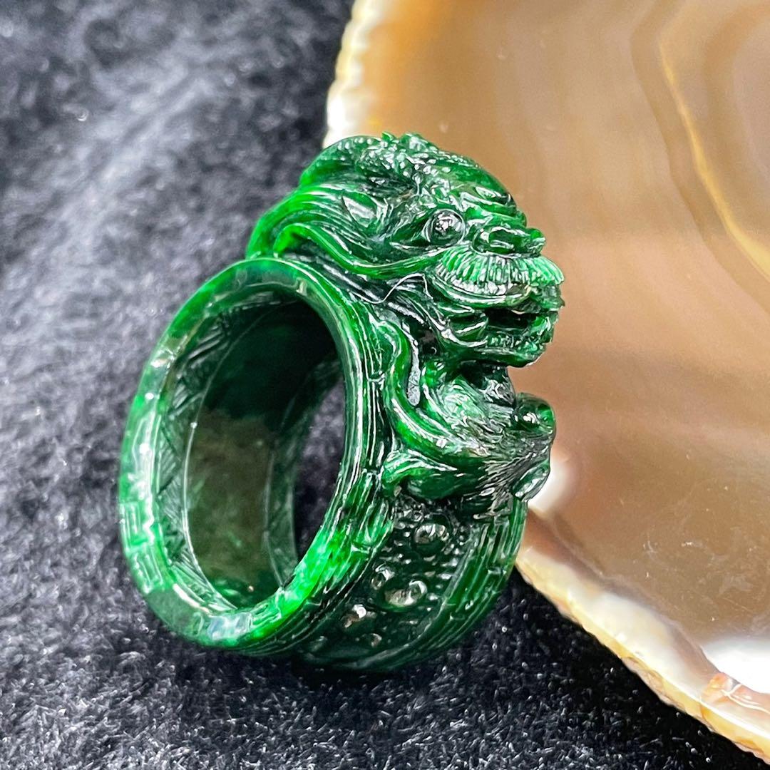 1.9 cm Chinese Green Jade Ring Thumb ring natural Jade Ring 69 | eBay