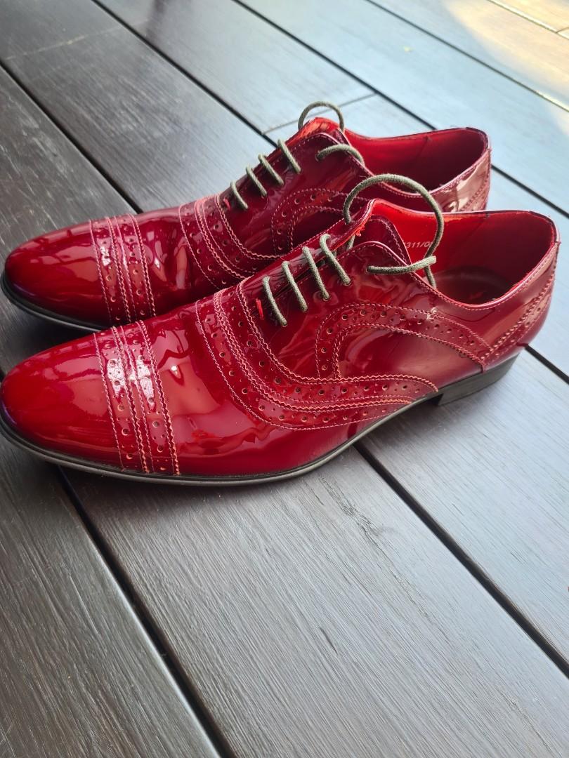Red patent leather shoes sale mens