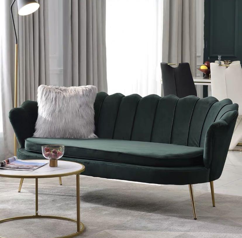Scallop Velvet Sofa Princess armchair library lounge seater
