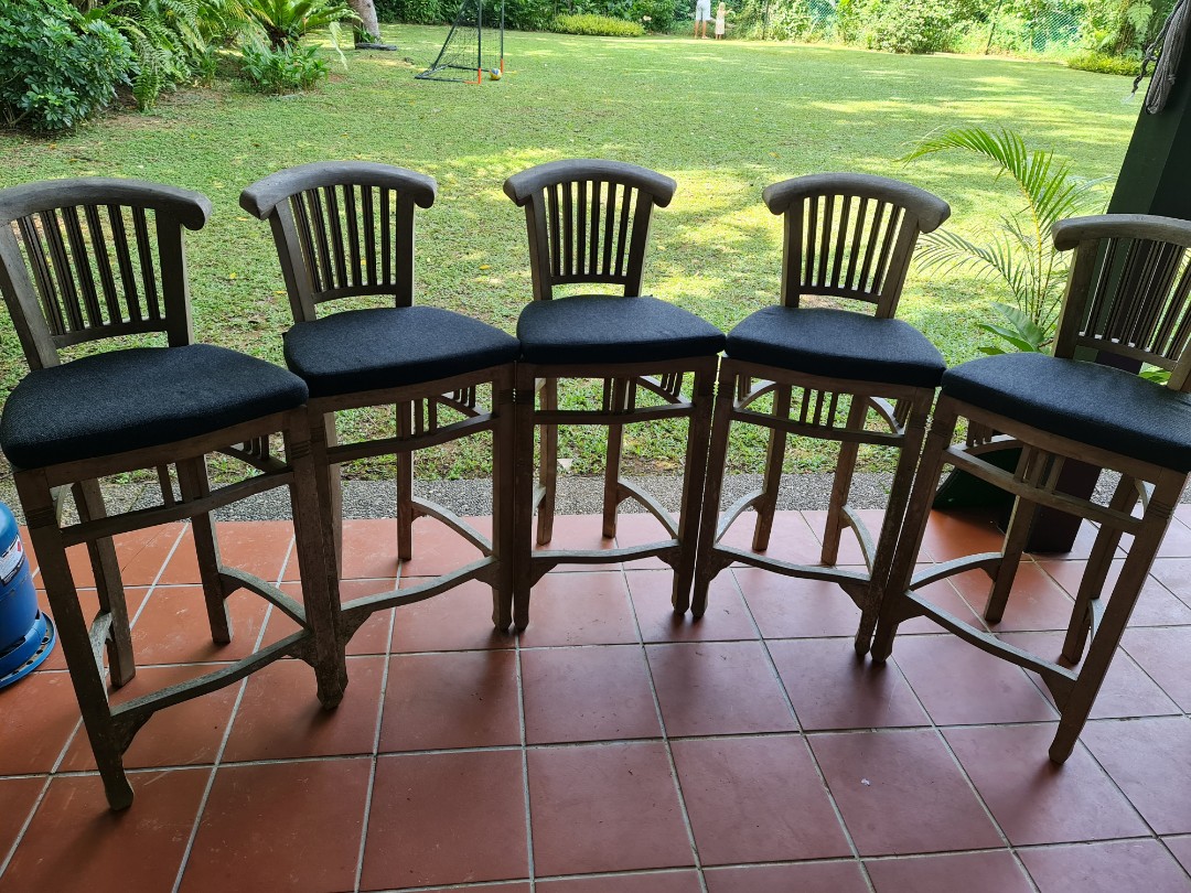 Set of 5 Balinese bar stools