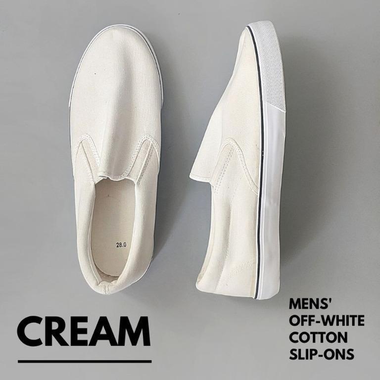 The Men s Cream Cotton Slip ons Loafers