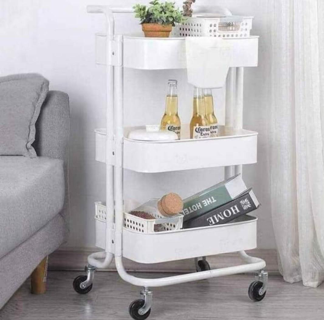TROLLEY CART (Category: Food Organization & Storage) located in Cavite. Submitted by nesnaj12 (Listing ID 1087899450, Image 3). Description: SALE‼️ 850 ONLY 999 MALL PRICE :3TIER MOVABLE STORAGE TROLLY RACK ✔️rolling trolly cart ✔️6colors (white, pink, black, blue, green & yellow) ✔️metal & plastic tray material ✔️WE DO CASH ON DELIVERY ( SAME DAY DELIVER ) Store Loc: Imus.