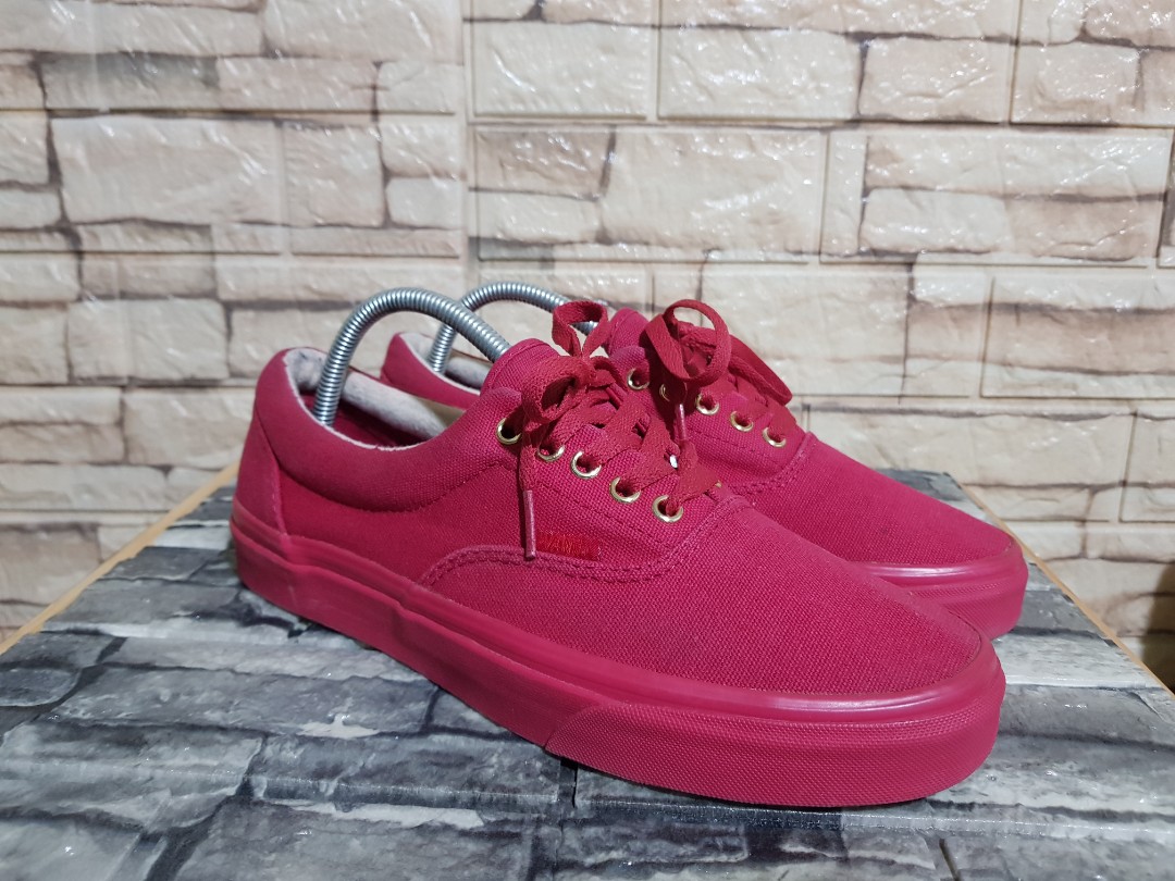 all red vans with gold eyelets