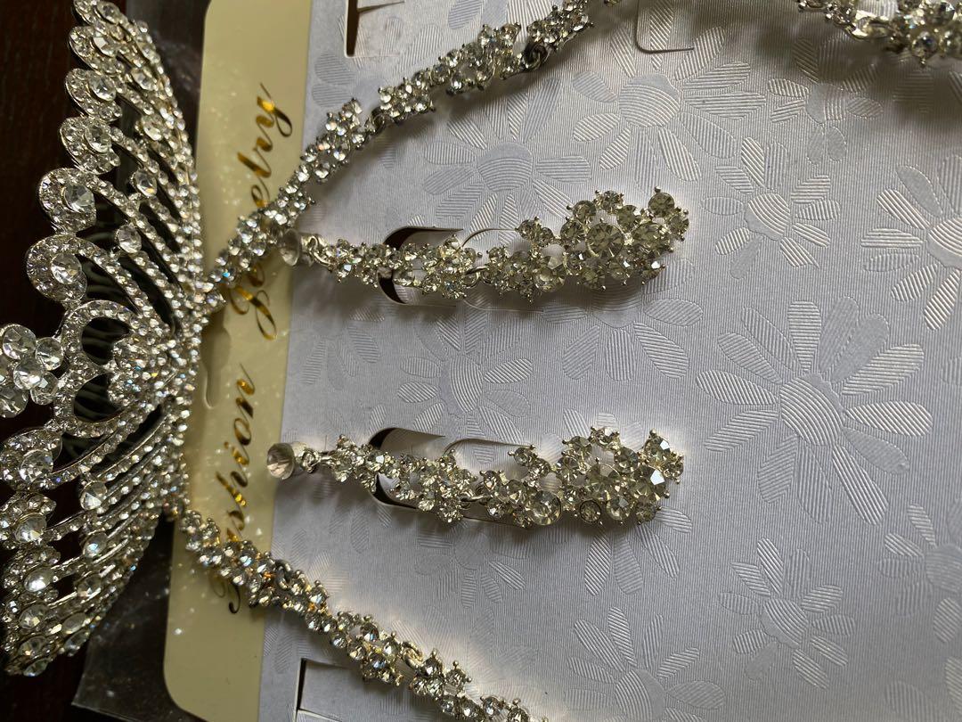 Wedding jewellery set bridal necklace earrings Women s Fashion