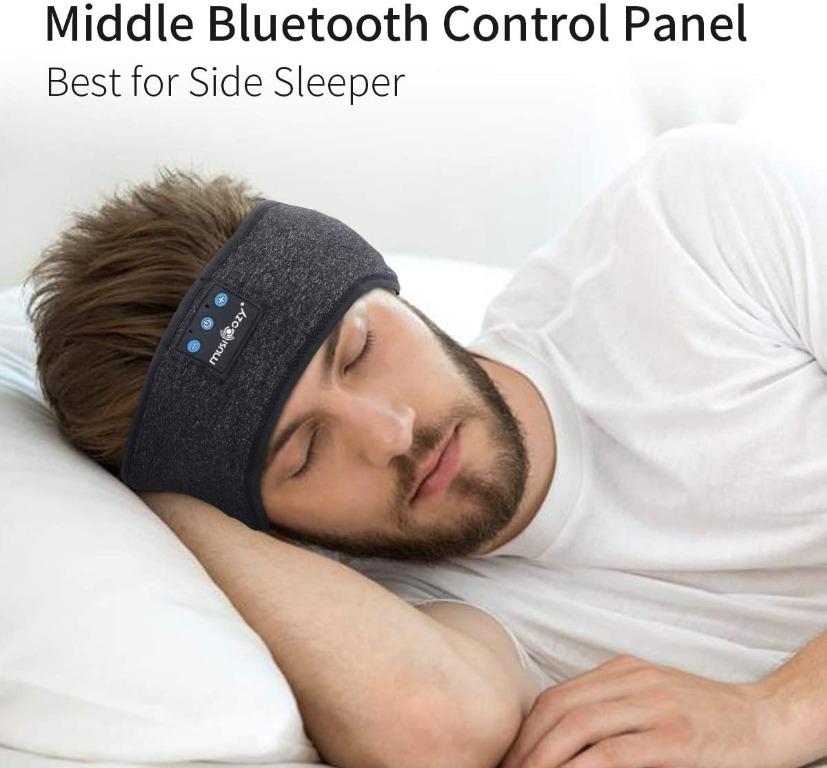 WU MINGLU Bluetooth Headband Sleep Headphones Wireless Music Sport Headbands Headsets Sleeping Headphone for Men Women with Thin and Cool Fabric Adjustable Earphones for Running Yoga BLACK Audio Headp...