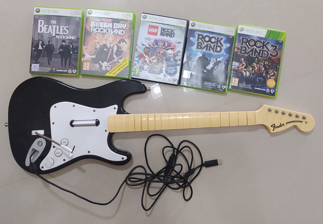 Xbox Guitar and Games Set, Video Gaming, Video Games, Xbox on Carousell