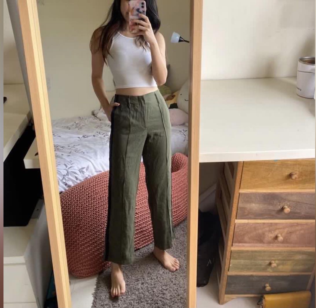 ZARA Olive green pants, Women's Fashion, Bottoms, Other Bottoms on
