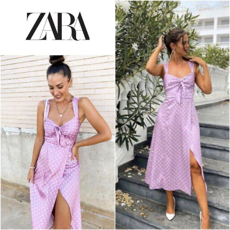 Zara polka dot dress with slit, Women's