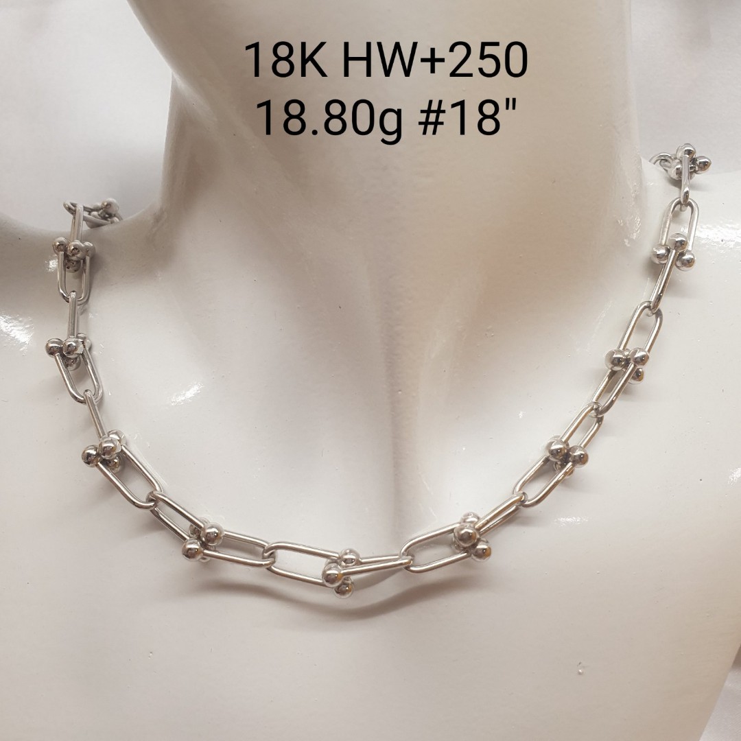 18K Saudi White Gold Tiffany Hardware Necklace Women s Fashion