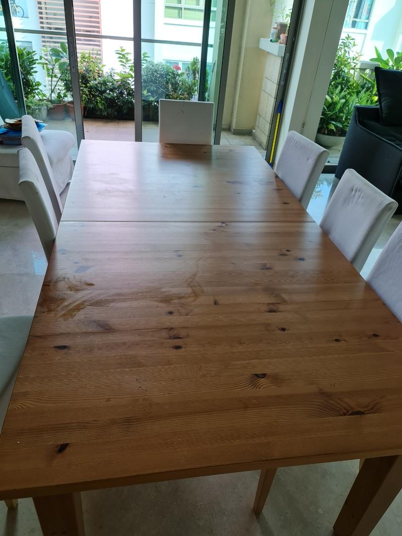 812 pax Extending dining table. 10 chairs included., Furniture & Home