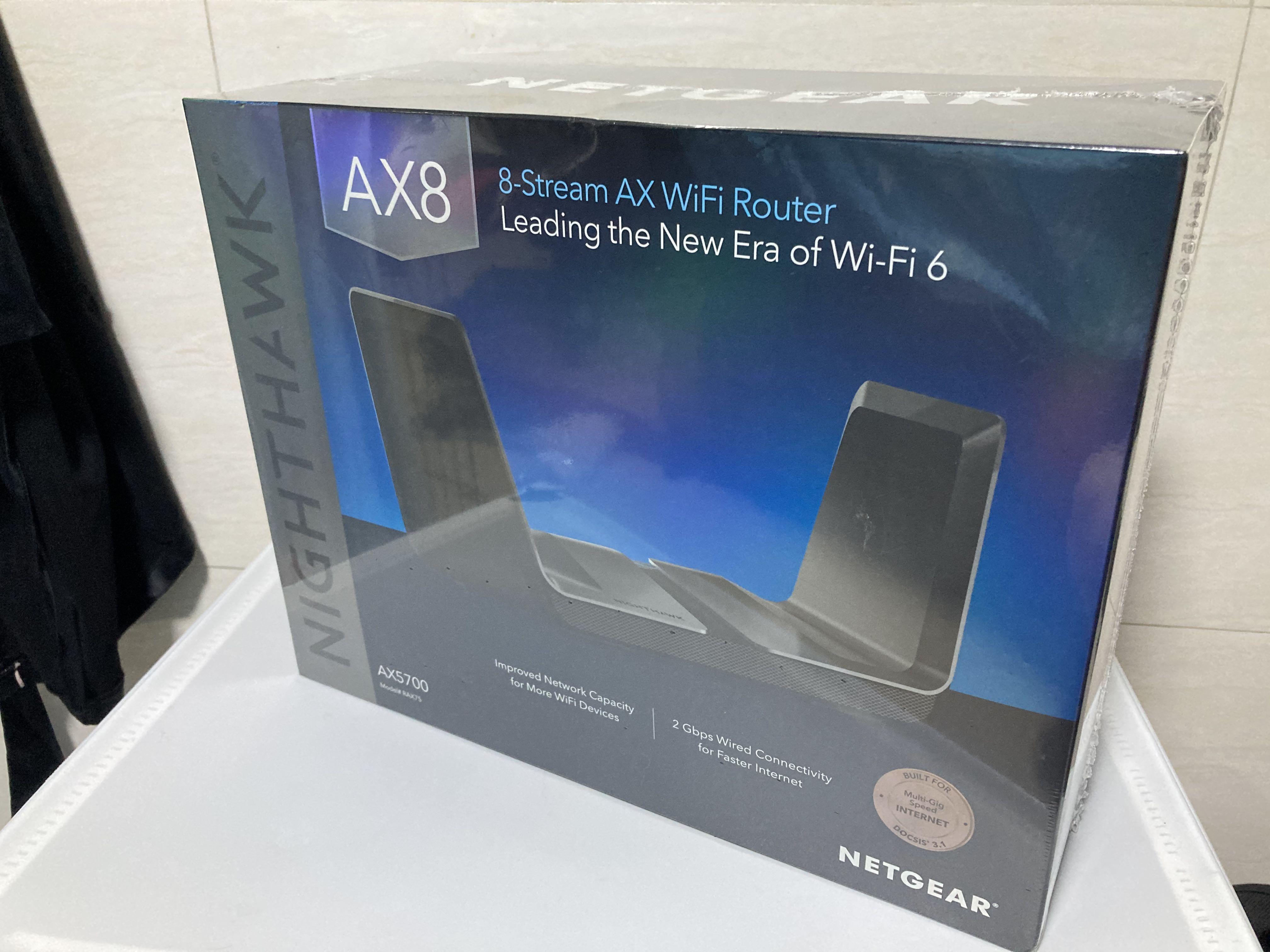 全新 港版 NETGEAR RAX75 Nighthawk AX8 8串流 AX5700 WiFi 6 路由器, 電腦＆科技, 電腦周邊及配件