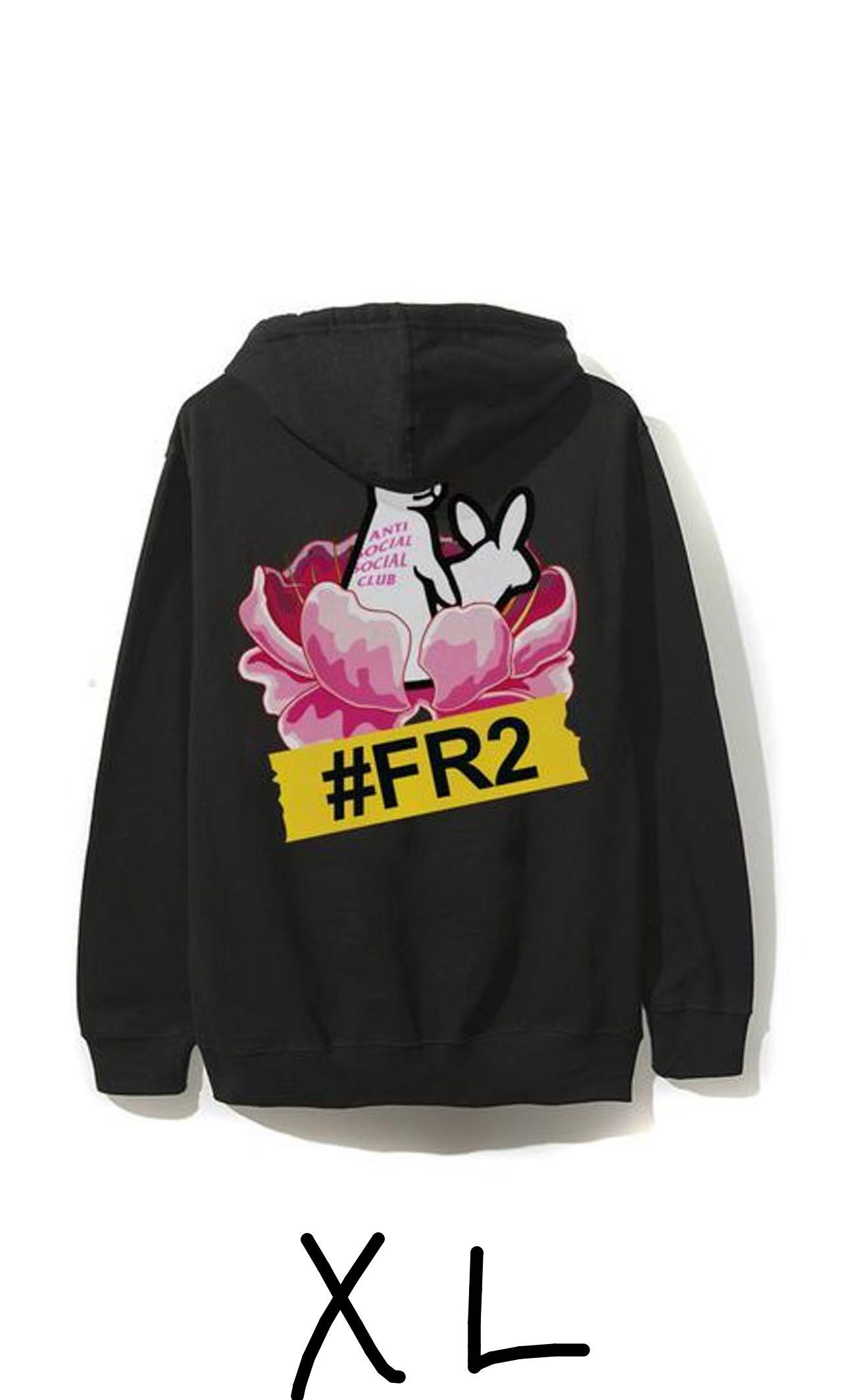 Anti Social Social Club x FR2 Lapin Black Hoodie, 男裝, 外套及戶外