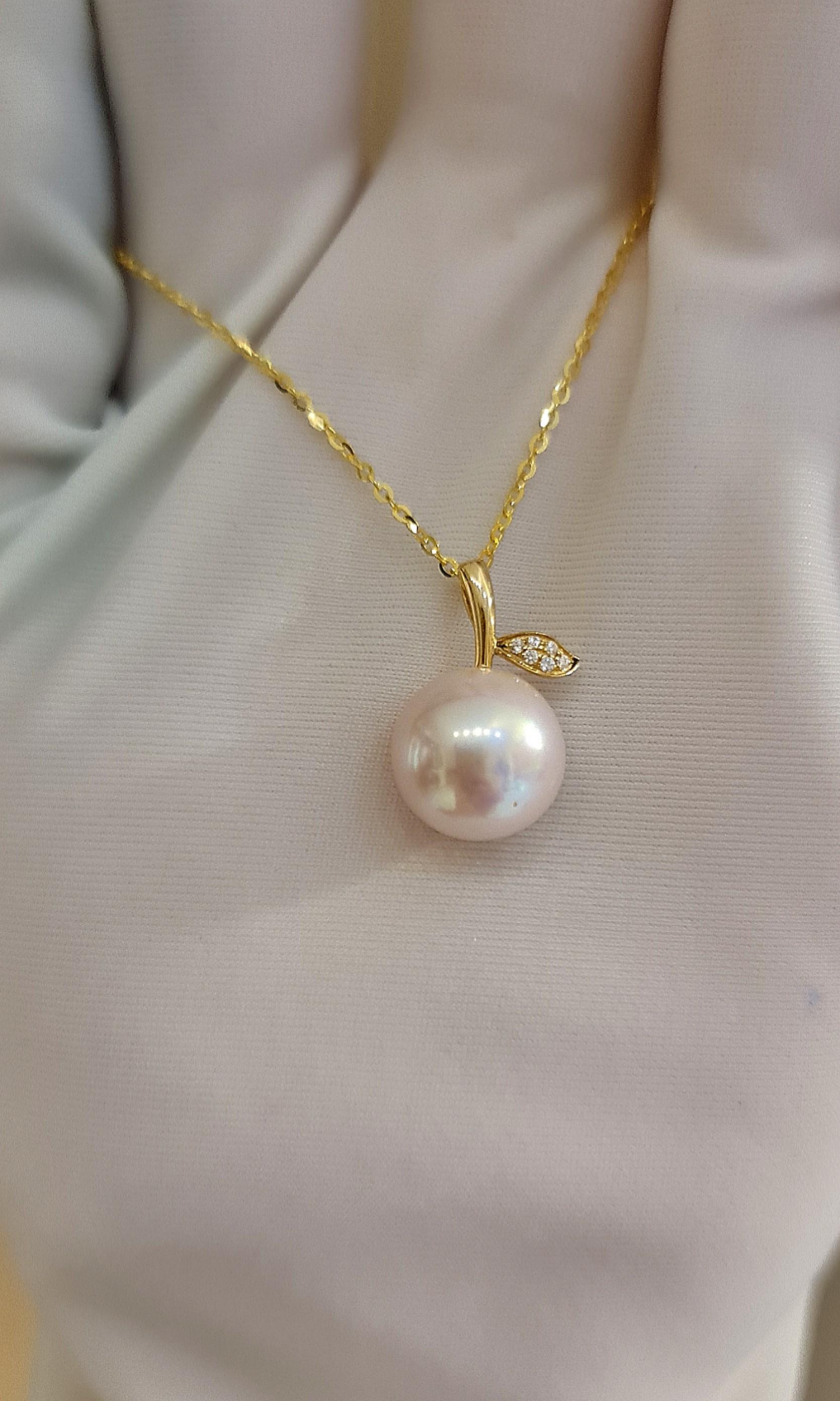 Pearl Necklace with Diamond Charm- SOLD - Sholdt Jewelry Design