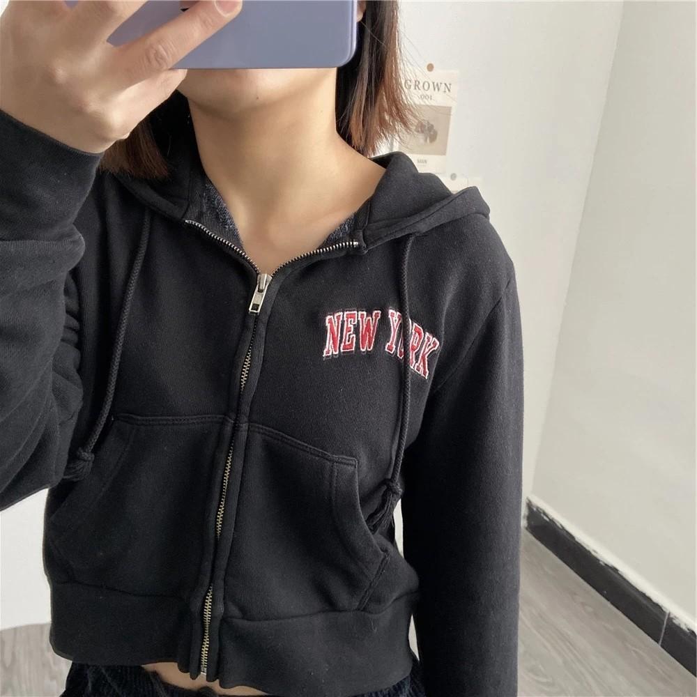 Brandy Melville Christy New York Hoodie (Navy Blue), Women's Fashion, Tops,  Other Tops on Carousell