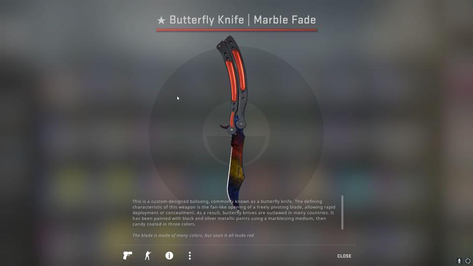 Butterfly Knife Marble Fade FN, Video Gaming, Gaming Accessories, Game