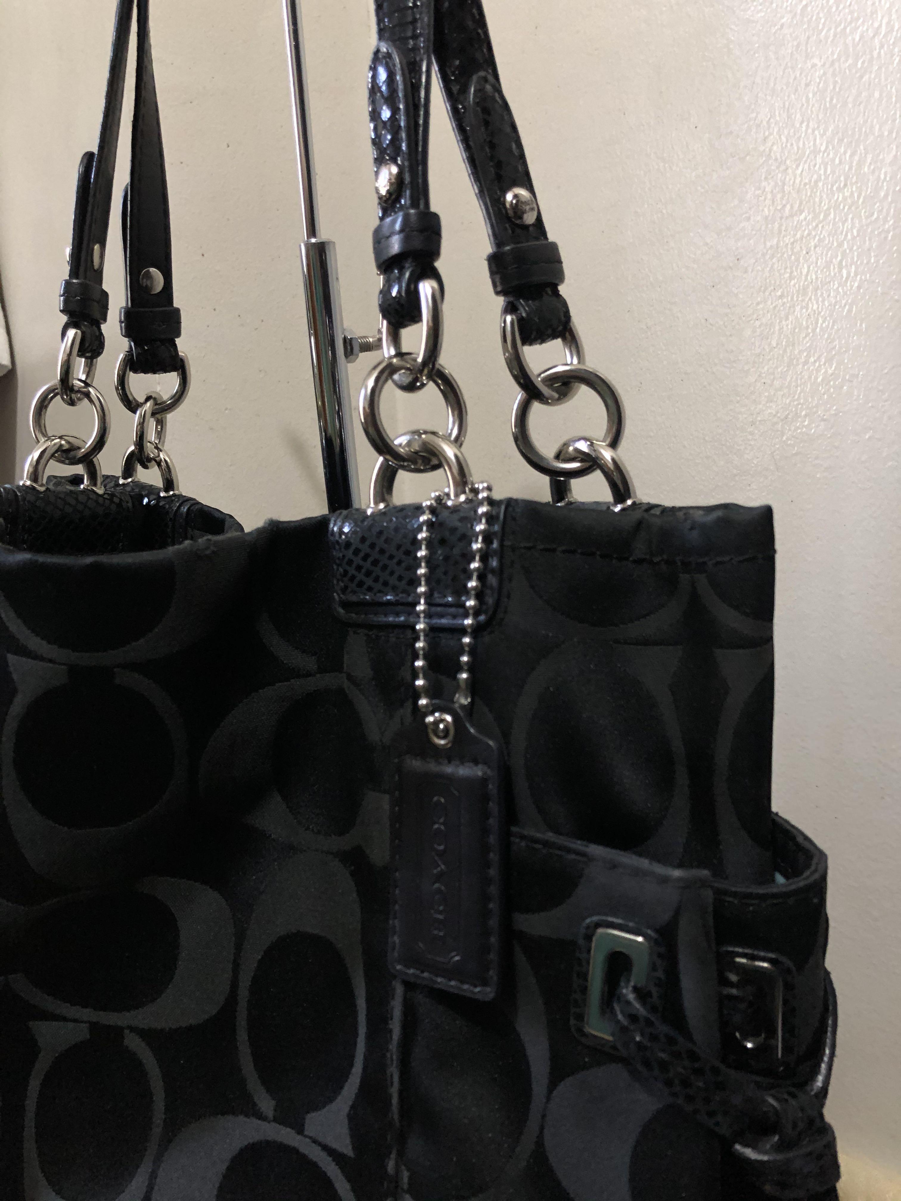 Coach black canvas bag sales