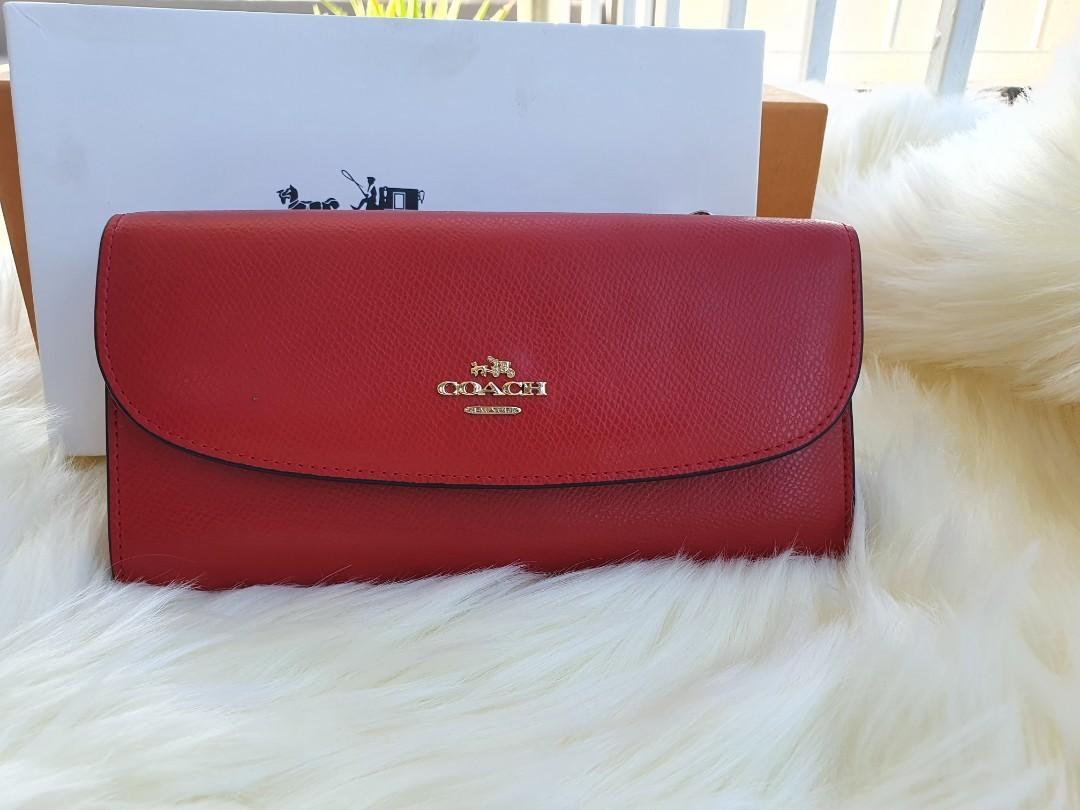 Original Coach Red Long Wallet, Women's Fashion, Bags & Wallets, Wallets &  Card holders on Carousell