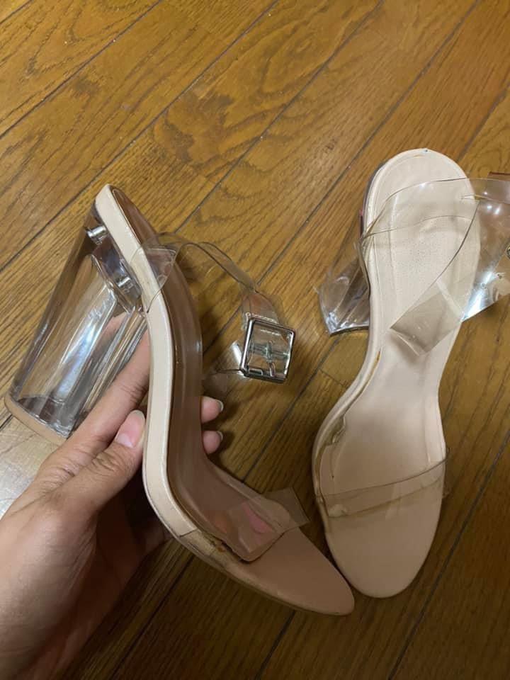 Cute heels transparent clear Women s Fashion Footwear Heels on