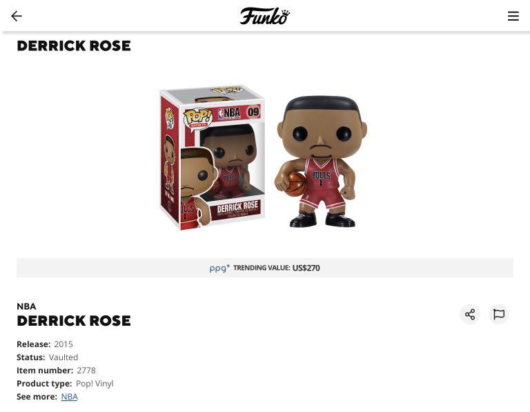 Funko Pop Derrick Rose #9 Vaulted, Hobbies u0026 Toys, Toys u0026 Games on Carousell