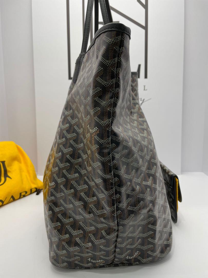 Goyard Goyardine Black Hand-Painted Coeur Ruban St. Louis GM Tote