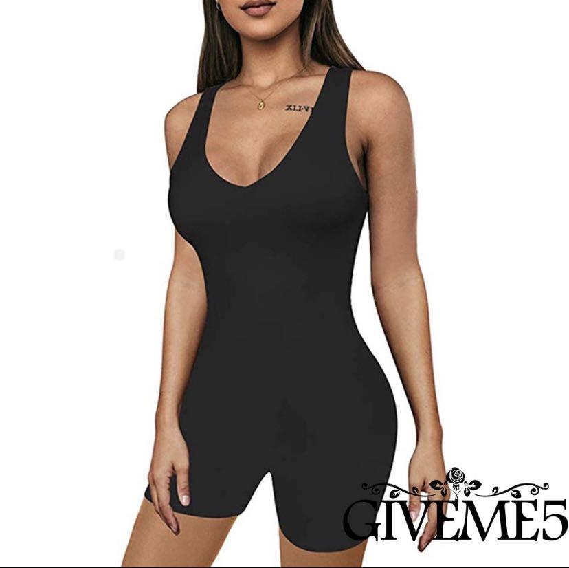 Hot Pink Fuchsia Bodysuit biker shorts leotard one piece Women s Fashion Tops Sleeveless on Carousell