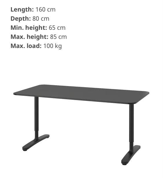 Ikea Height Manual Adjustable Table, Furniture & Home Living, Furniture