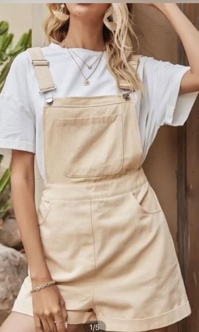 Khaki overall dress online