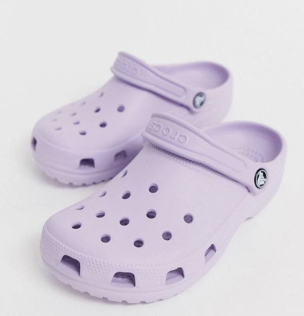 crocs purple with fur