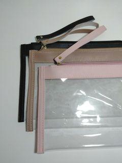 MAKEUP POUCH CLEAR TRANSPARENT TRANSPARAN TAS TANGAN CLUTCH BAG MAKE UP HIGH END BRAND