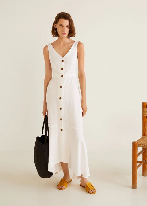 Mango ruffled linen dress 2025