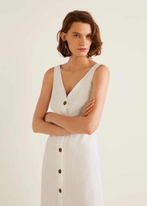 Mango Ruffled linen dress