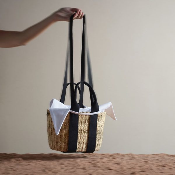 Muun Straw Bag Mini Caba with Black Handles Women s Fashion Bags