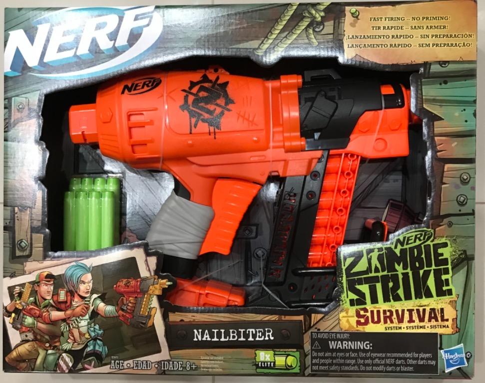 NERF Nailbiter Zombie Strike Toy Blaster 8 Official Zombie Strike Elite Dar... 