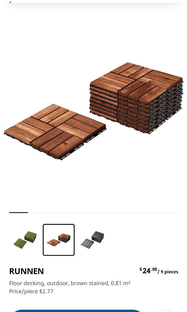 IkEA RUNNEN Outdoor wood decking tiles, Furniture & Home Living
