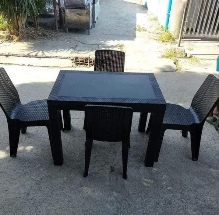 PLASTIC RATTAN TABLE AND CHAIRS SET !, Furniture & Home Living ...