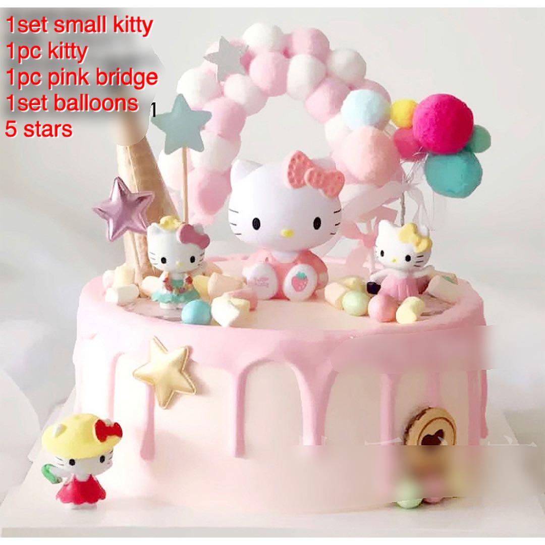 Simple Hello Kitty Birthday Cake | Hello Kitty Cake Decorations - Ornaments  Cartoon - Aliexpress