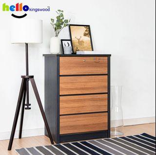 [Kingswood] MARK Solid plywood Chest of Drawers, 4 drawers cabinet, storage cupboard, wardrobe organiser, toy storage ▪️FREE installation & delivery ✔️