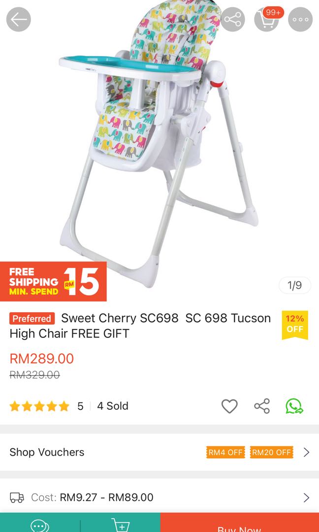 Sweet cherry baby high chair on sale
