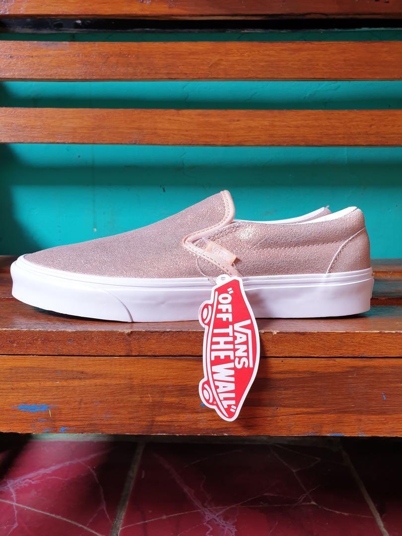 vans classic slip on rose gold