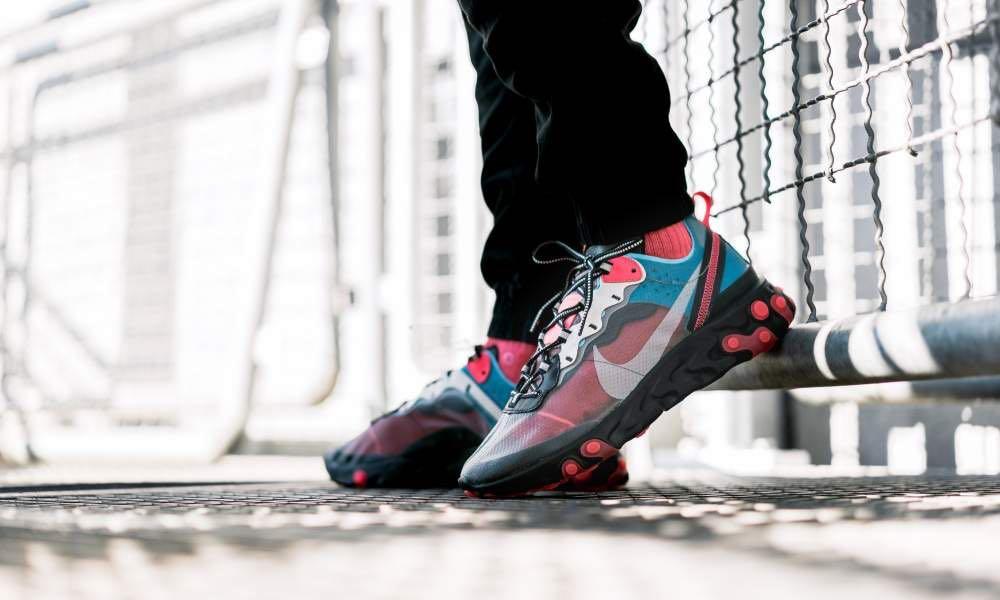 Nike react element 87 top solar red on feet