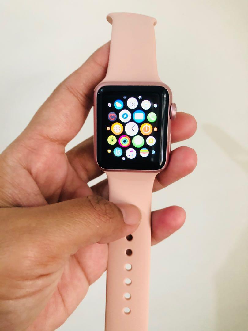 Apple Watch Series 1 38mm rose gold pink iwatch, Barang Mewah, Jam Tangan  di Carousell