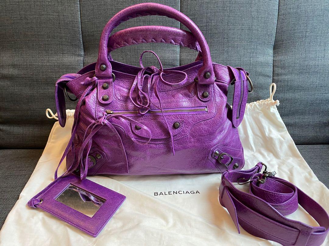 Balenciaga leather purple bag small Luxury Bags Wallets on