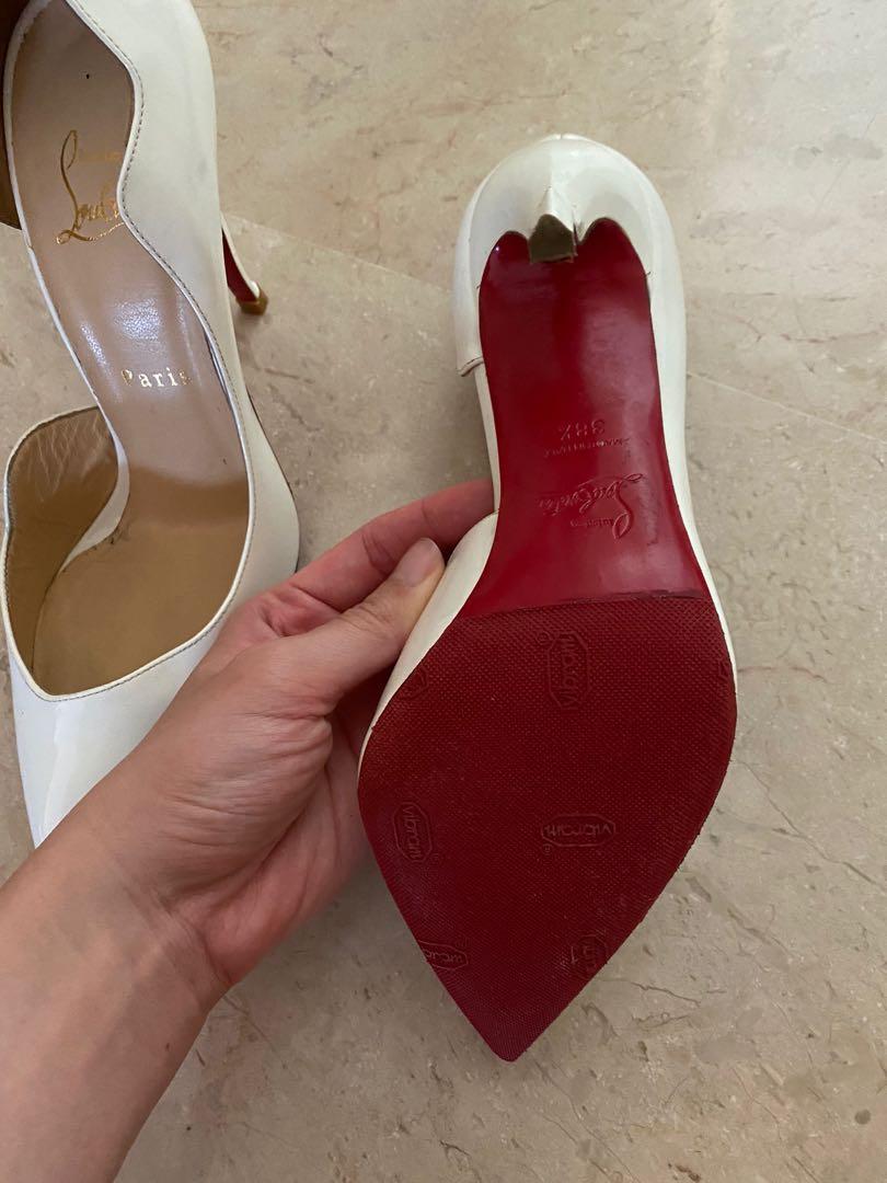 Christian Louboutin white wriggly heels Size 38.5 Women s Fashion Footwear Heels on Carousell