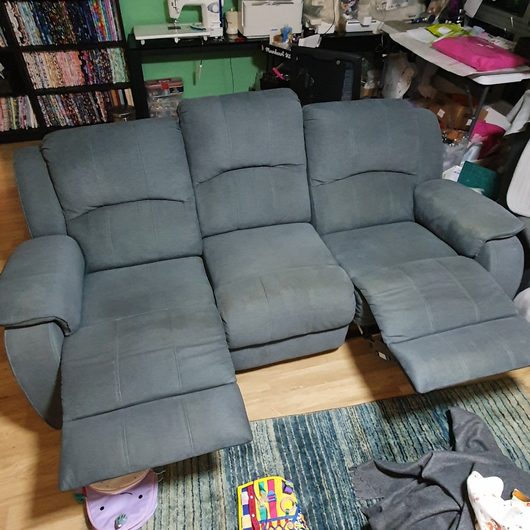 Dark Gray recliner sofa 3 seater, Furniture & Home Living, Furniture