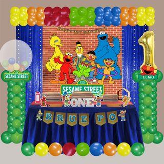 Elmo Sesame Street Theme  - Our Best Selling Curtain Backdrop Deluxe Party Package
